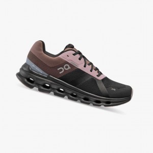 Black / Purple On Cloudrunner Waterproof Women Running Shoes | 640WEOSAT